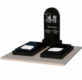 Пам'ятник із граніту з листом різьблена робота подвійний із чорного граніту Коростишів к22-kor-pf-100-50-08-006-pbd2