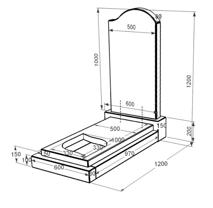 Розміри Гранітний пам'ятник стела 100х50 см одинарний із чорного граніту Коростишів з хвилею та листом різьблений к13-kor-npf-100-50-08-011-r