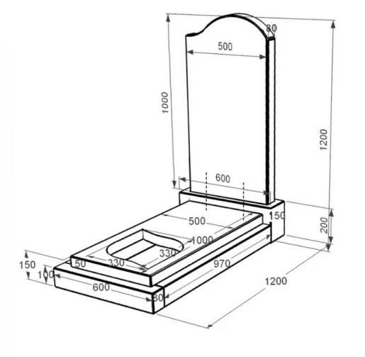 Размеры Гранитный памятник стела 100х50 см одинарный из черного гранита Коростышев с волной и листом резной к13-kor-npf-100-50-08-011-r