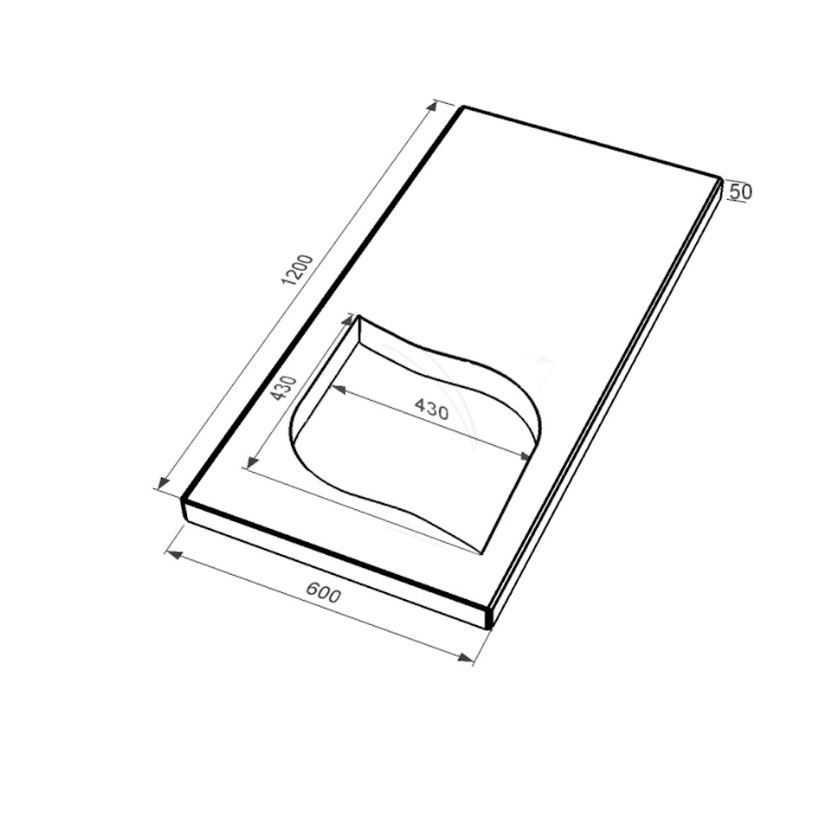 Розміри Надгробна плита бежева 1200x600x50 з мармуру Дайна з полірованими фасками серія Лист права pl-dan-pf-pt-120-60-05-LISTOK-r