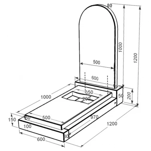 Размеры Гранитный памятник с вырезанным флагом одинарный из черного гранита Коростышев к6-kor-pf-100-50-08-006
