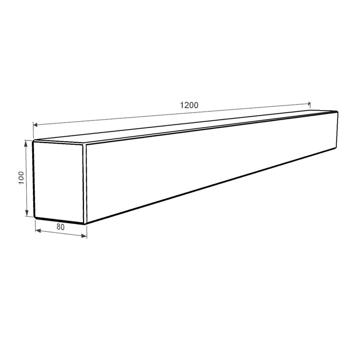 Розміри Брус для квітника на могилу довжиною 1200 мм з граніту бічний з полірованими фасками Букинського кар'єру br-buk-pf-120-10-08