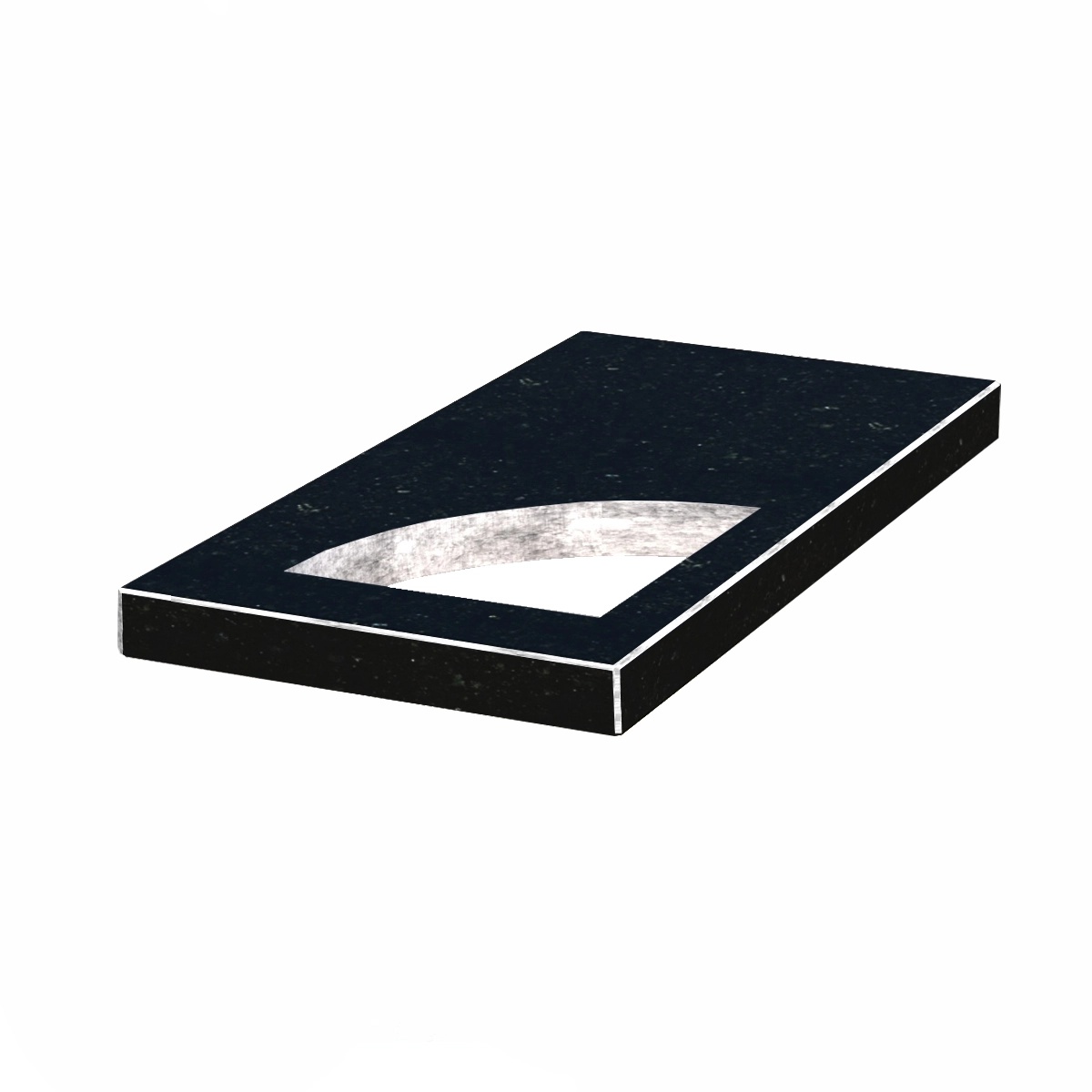 Основне Надгробна плита з вирізаним куточком 1000x500x50 з граніту плита Куточок із неполірованими фасками з полірованими торцями Коростишівського кар'єру праві pl-kor-npf-pt-100-50-05-KUT-r