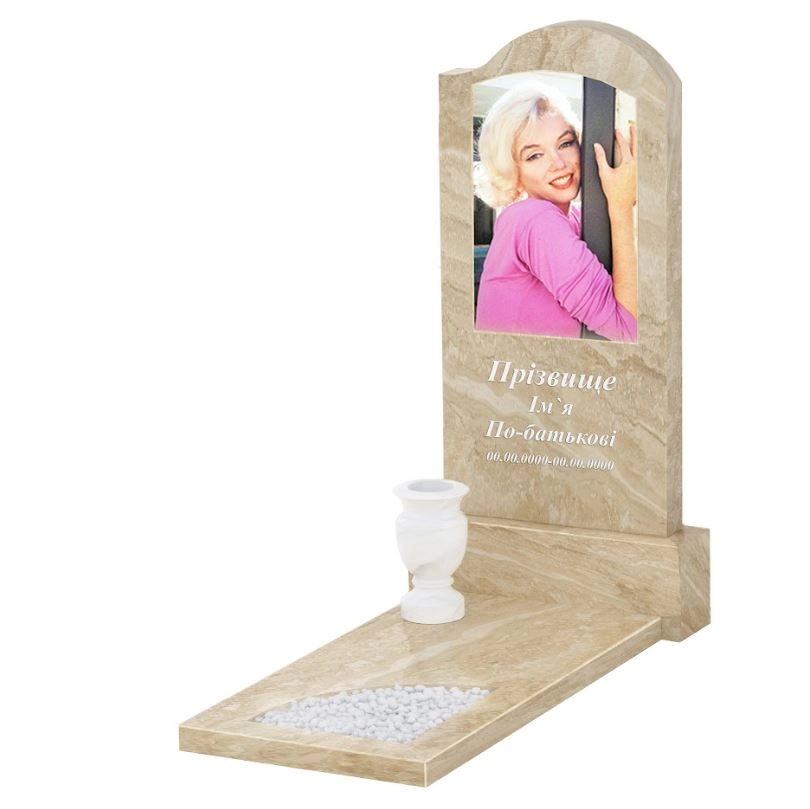 Основне Пам'ятник із мармуру фігурний одинарний з мармуру Дайна з вирізаним куточком к9-dan-pf-100-50-08-011-r