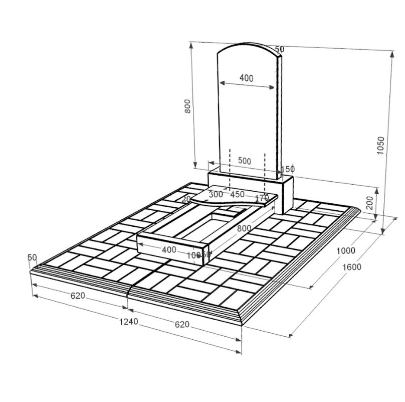 Розміри Гранітний пам'ятник з хвилею різьблений одинарний із чорного граніту Коростишів к3-kor-pf-80-40-05-009-l-pbd1