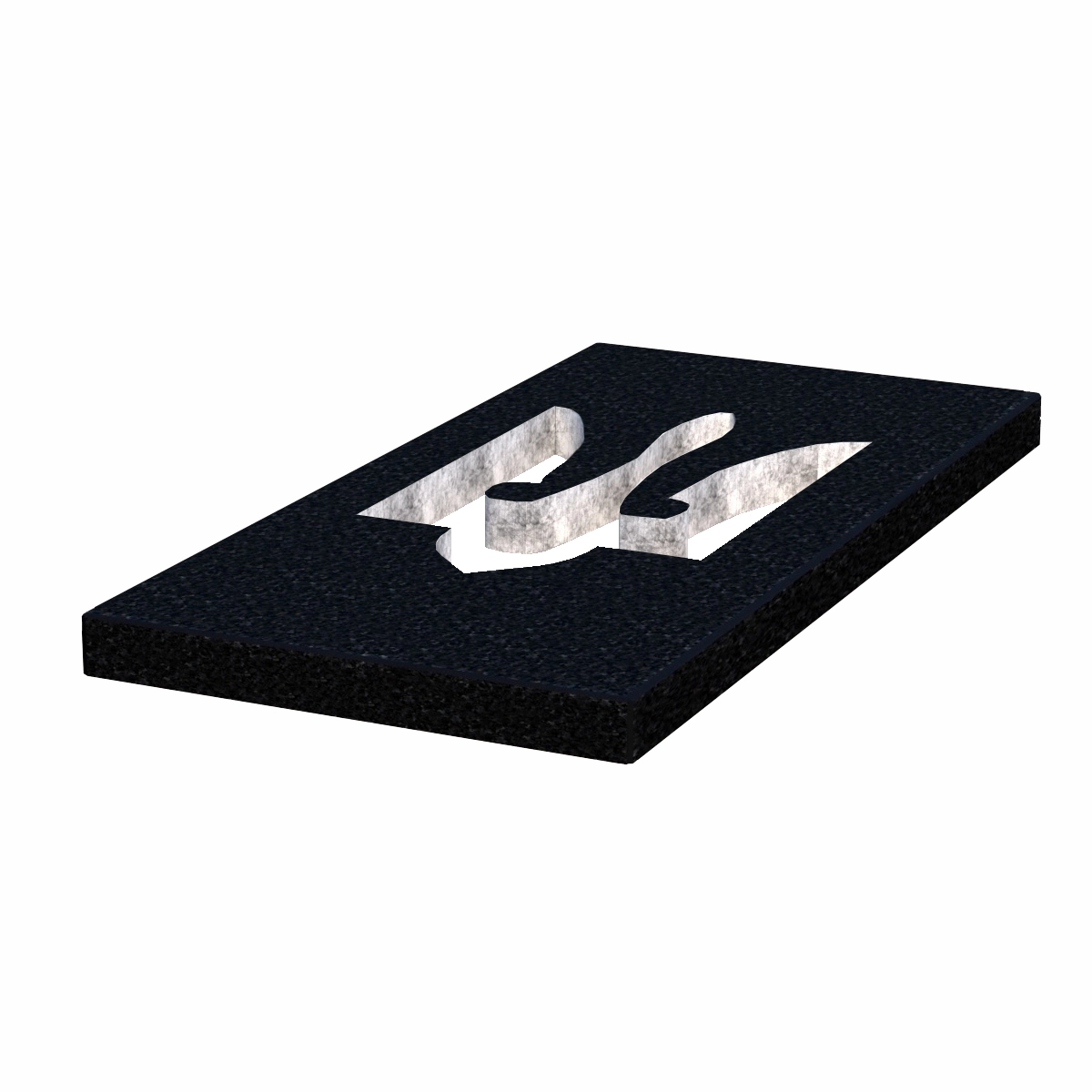 Основне Надгробкова плита (замість квітника) еліт з граніту плита Тризуб з полірованими фасками Букинського кар'єру pl-buk-pf-pt-120-60-05-TRIZUB