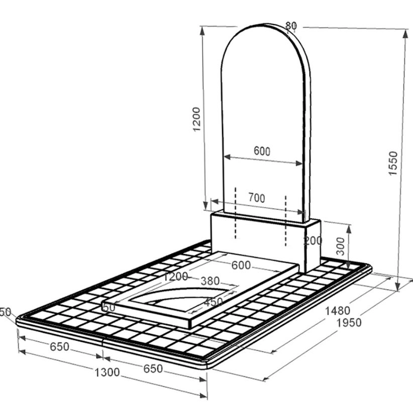 Размеры Гранитный памятник с вырезанным уголком одинарный из черного гранита Коростышев к9-kor-pf-120-60-08-006-pbd3