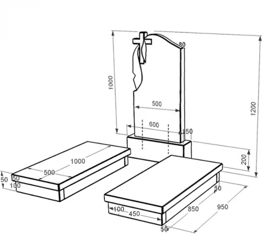 Размеры Памятник из гранита производство Украина двойной из черного гранита Коростышев с крестом резной с плащаницей резной к19-kor-pf-100-50-08-142