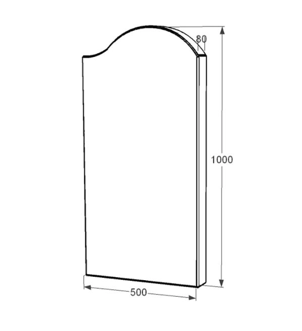 Розміри Стела пам'ятника на одного 1000x500x80 з граніту з полірованими фасками Букинського кар'єру права st-buk-pf-100-50-08-011-r