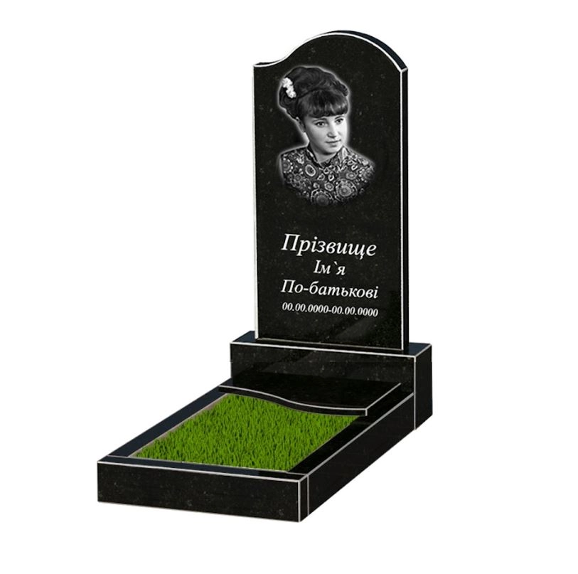 Основное Гранитный памятник дочке одинарный из черного гранита Коростышев с волной резной к5-kor-npf-80-40-05-011-r