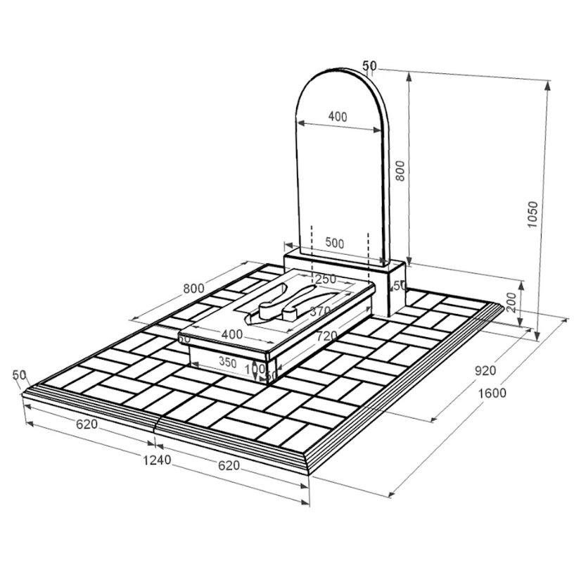 Размеры Гранитный памятник черный Коростышев одинарный с Трезубом вырезанным к8-kor-pf-80-40-08-006-pbd1
