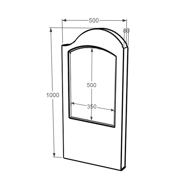 Розміри Стела пам'ятника з хвилею різьблена 1000x500x80 вертикальна з полірованими фасками з мармуру Дайна права st-dan-pf-100-50-08-011-r