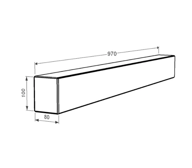 Розміри Брус для квітника та гробниці довжиною 97 см бічний з полірованими фасками із мармуру Волокас br-vol-pf-97-10-08