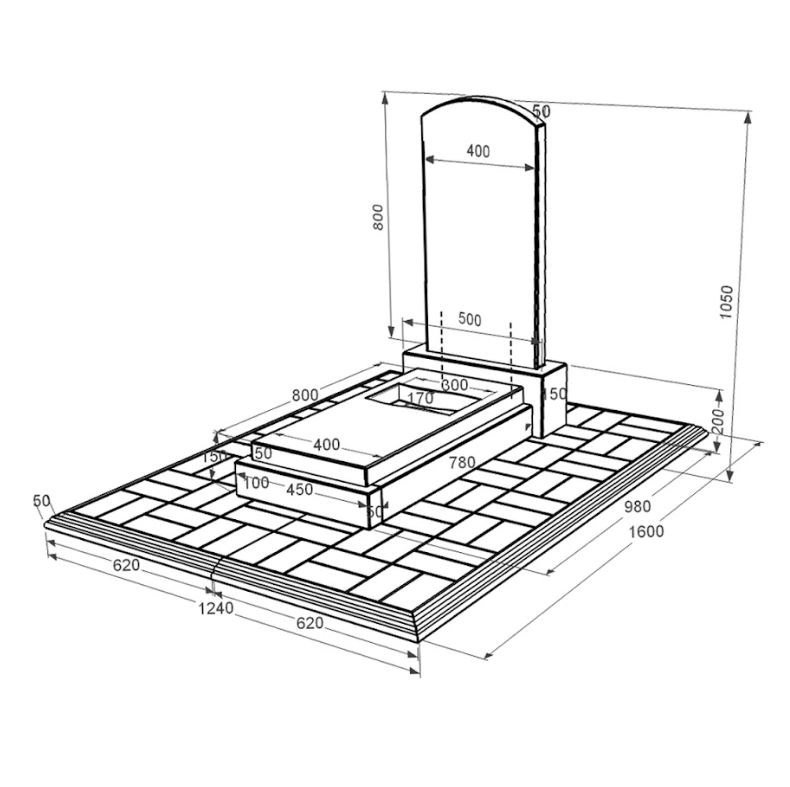 Розміри Гранітний пам'ятник з вирізаним прапором одинарний із чорного граніту Коростишів к6-kor-npf-80-40-08-009-pbd1