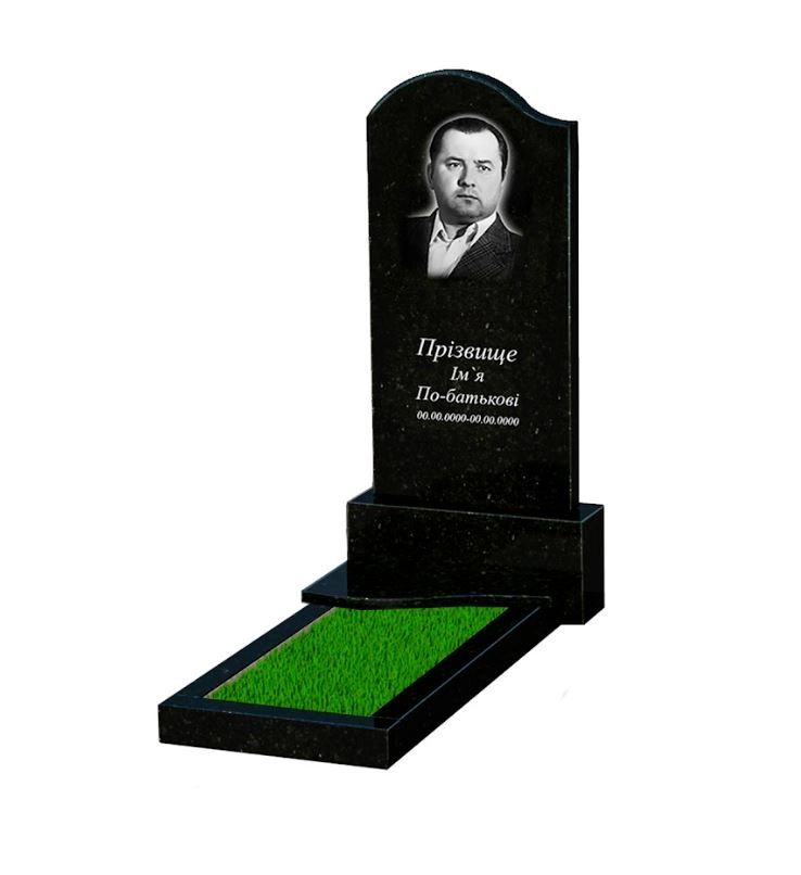 Основне Надгробок із граніту батькові одинарний із чорного граніту Коростишів з хвилею різьблений к3-kor-pf-120-60-08-011-l