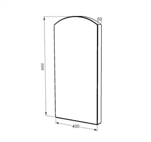 Размеры Стела памятника габбро 800x400x50 из гранита вертикальная с полированными фасками Букинского карьера st-buk-pf-80-40-05-009