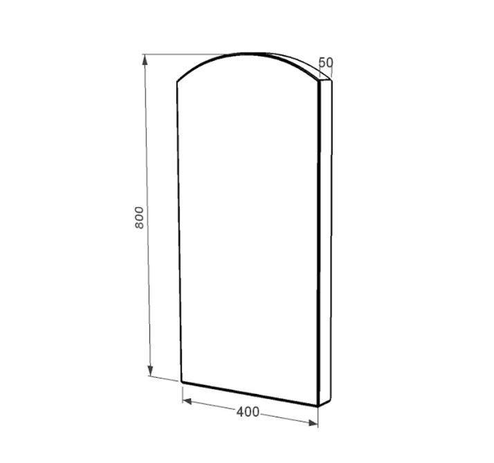 Размеры Стела памятника габбро 800x400x50 из гранита вертикальная с полированными фасками Букинского карьера st-buk-pf-80-40-05-009