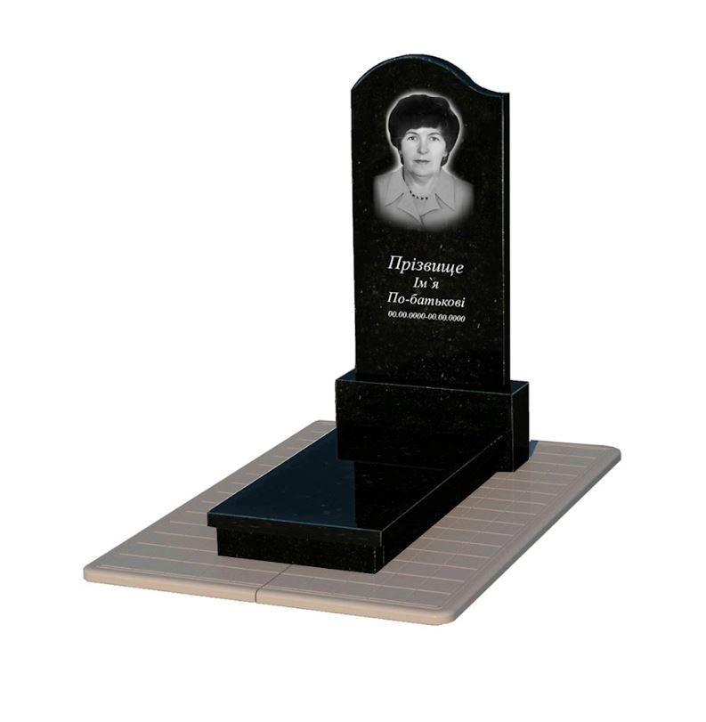 Основне Пам'ятник із граніту елітний одинарний із чорного граніту Коростишів з хвилею різьблений к10-kor-pf-120-60-08-011-l-pbd3