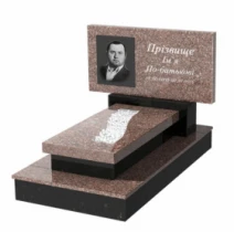 Гранит надгробие низкий одинарный из гранита Токовский Коростышевский с вырезанной полосой к23-tok-kor-pf-40-80-05-001-ck