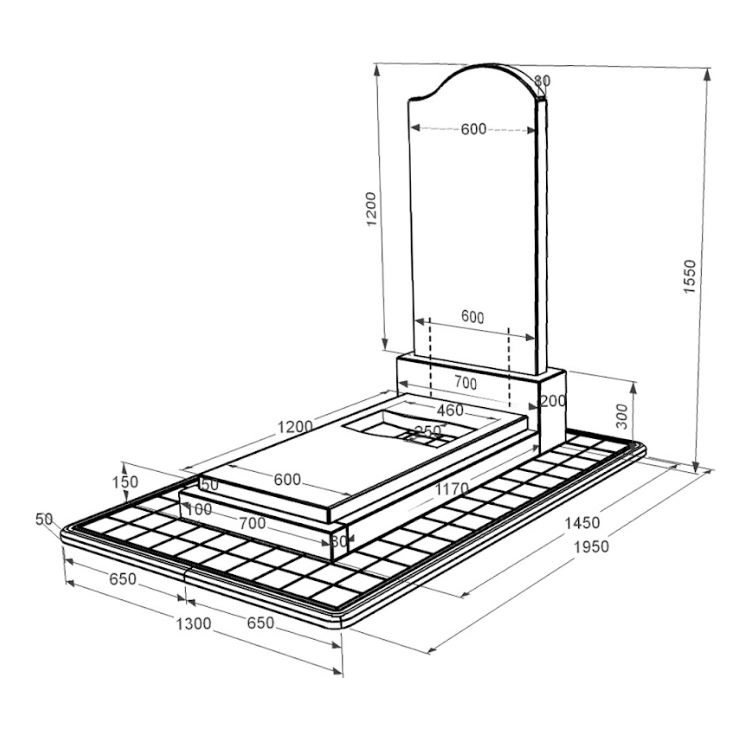 Размеры Памятник из гранита с вырезанным флагом одинарный из черного гранита Коростышев к6-kor-pf-120-60-08-011-r-pbd3