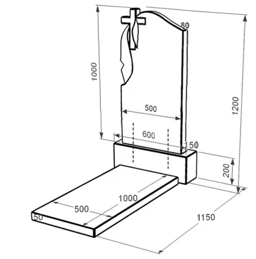 Размеры Гранитный памятник с крестом резной одинарный из черного гранита Коростышев с плащаницей резной к7-kor-pf-100-50-08-142