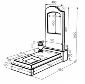 Розміри Пам'ятник із мармуру з листом різьблена робота одинарний з білого мармуру Волокас з хвилею різьблений к13-vol-pf-80-40-05-011-l