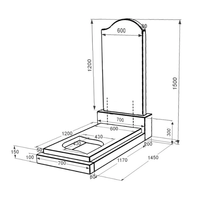 Розміри Пам'ятник із граніту з декоруванням білою галькою одинарний із чорного граніту Коростишів з хвилею та листом різьблений к13-kor-npf-120-60-08-011-r