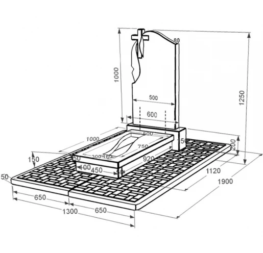 Размеры Памятник из гранита для юношей одинарный из черного гранита Коростышев с плащаницей резной с вырезанной полосой к23-kor-npf-100-50-08-142-pbd2