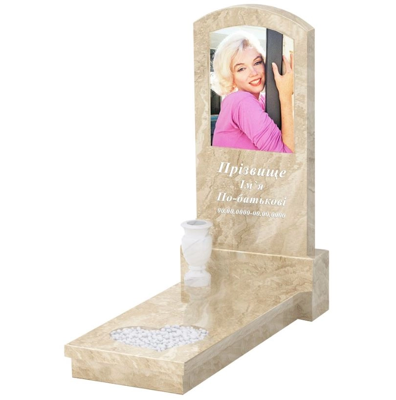 Основне Мармуровий пам'ятник з серцем різьблена робота одинарний з мармуру Дайна к11-dan-pf-120-60-08-009