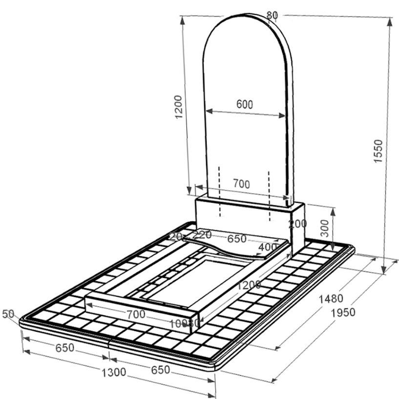 Розміри Гранітний пам'ятник стела 120х60 см одинарний із чорного граніту Коростишів з хвилею різьблений к5-kor-pf-120-60-08-006-pbd3