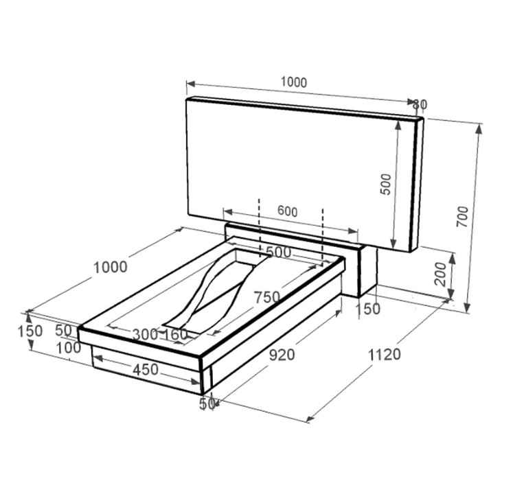 Розміри Гранітний пам'ятник середнього розміру одинарний із чорного граніту Коростишів з вирізаною смугою к23-kor-pf-50-100-08-001