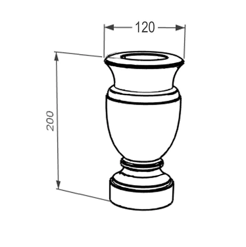 Размеры Ваза на кладбище высотой 20 см из коричневого гранита Токовский vz-tok-20-12