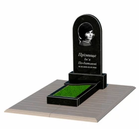 Гранитный памятник производство Украина одинарный из черного гранита Коростышев с волной резной к3-kor-npf-80-40-05-006-l-pbd1