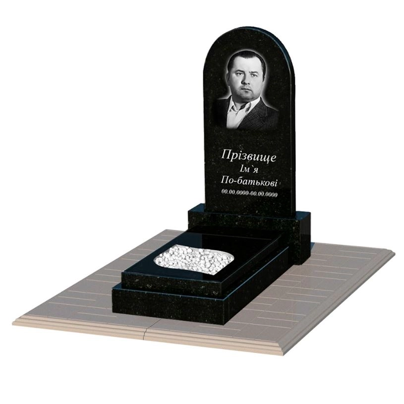 Основное Гранитный памятник черный Коростышев одинарный с листом резная работа к13-kor-pf-80-40-05-006-pbd1