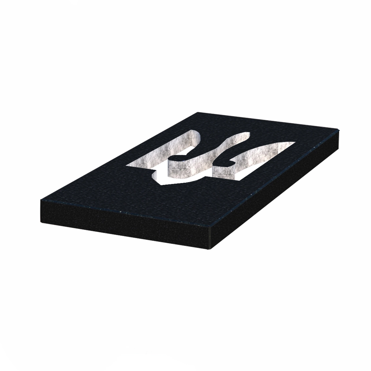 Основне Надгробна плита (замість квітника) товщиною 5 см з граніту плита Тризуб з полірованими фасками Букинського кар'єру pl-buk-pf-pt-80-40-05-TRIZUB