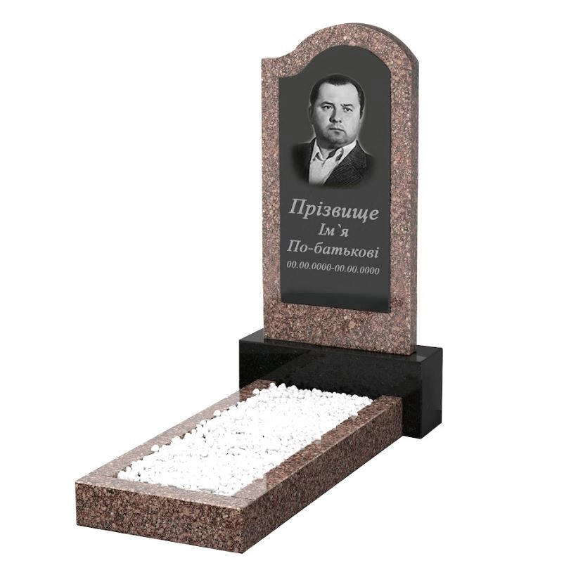 Основное Гранитный памятник производство Украина одинарный из гранита Токовский Коростышевский к1-tok-kor-pf-80-40-05-011-R