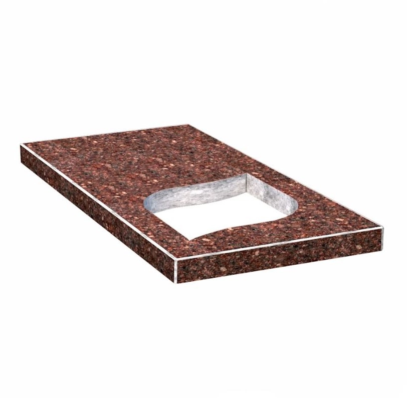 Основное Надгробная плита из Токовского гранита 1000x500x50 с неполированными фасками серия Лист левая pl-tok-npf-pt-100-50-05-LISTOK-l