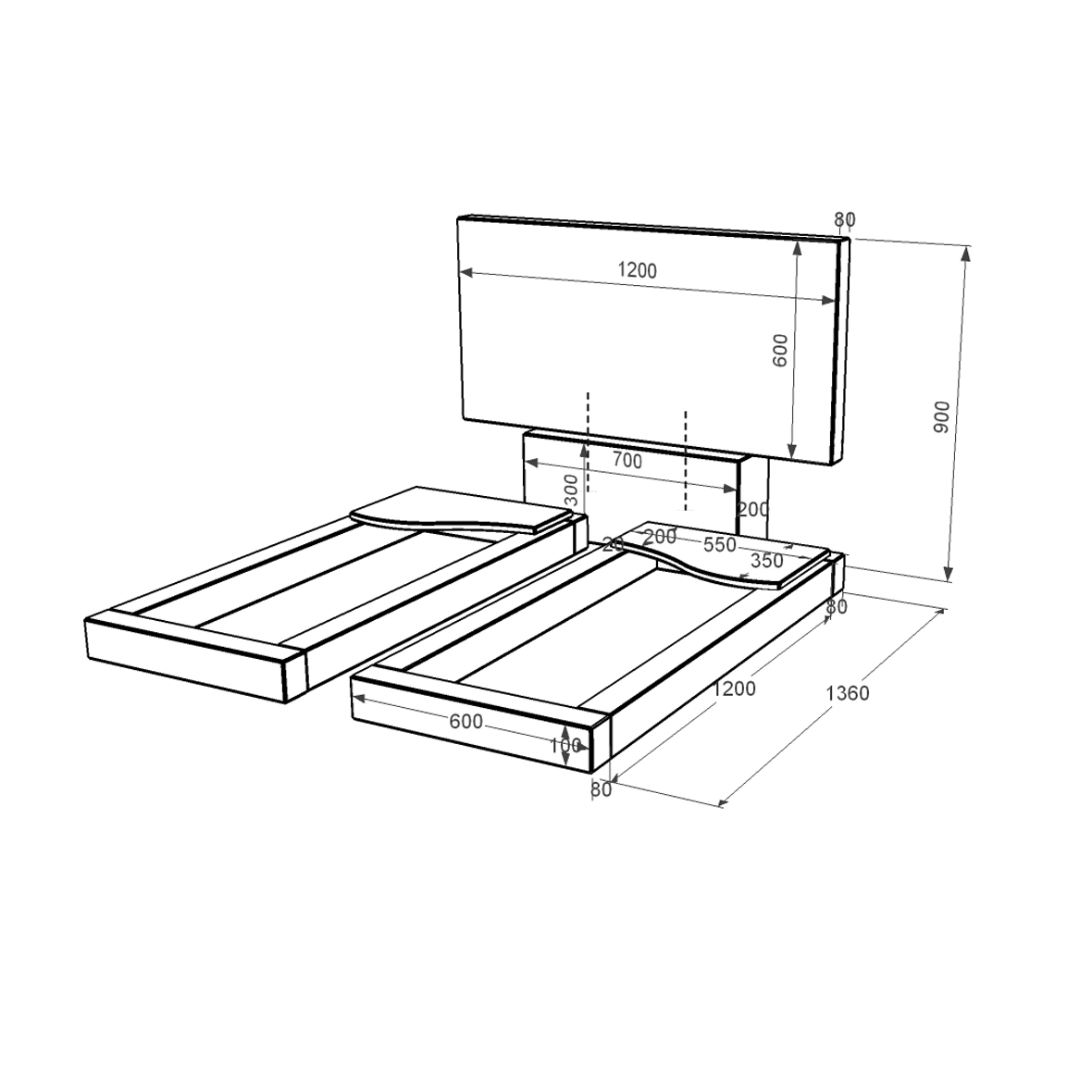 Розміри Пам'ятник із граніту стела 60х120 см подвійний із чорного граніту Коростишів з хвилею різьблений к16-kor-npf-60-120-08-001