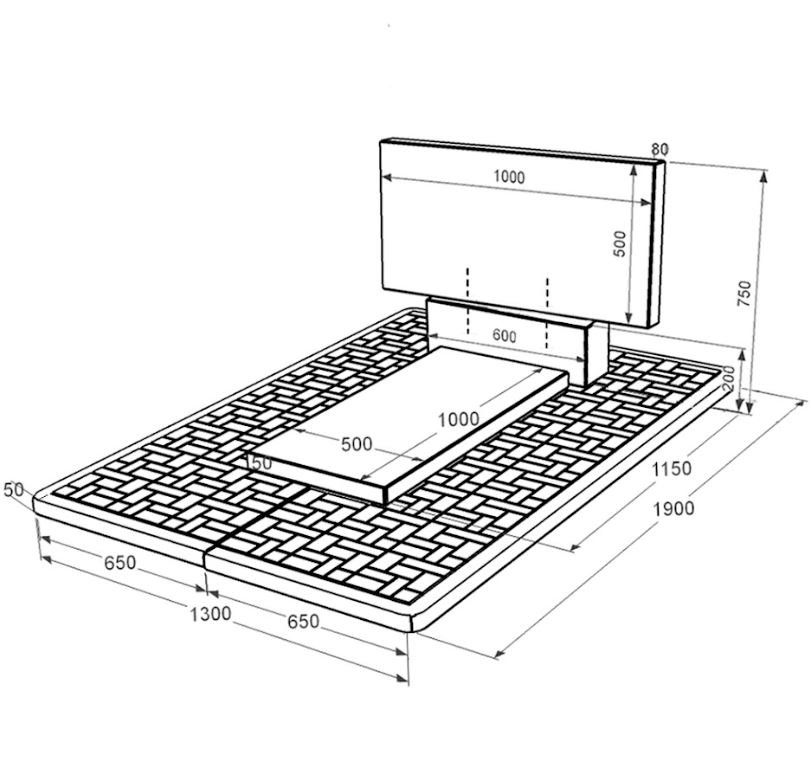 Розміри Гранітний надгробок на могилу середнього розміру одинарний із чорного граніту Коростишів без різьблених робіт к7-kor-pf-50-100-08-001-pbd2