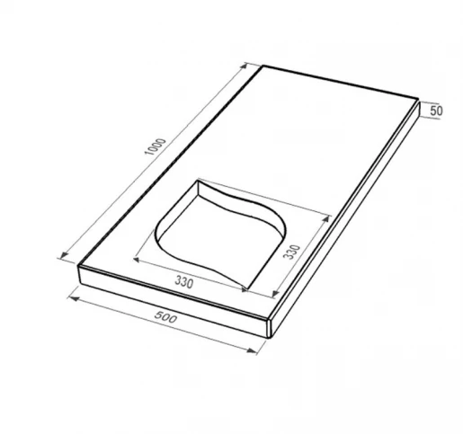 Размеры Надгробная плита белого цвета 1000x500x50 из мрамора Волокас с полированными фасками серия Лист правая pl-vol-pf-pt-100-50-05-LISTOK-r