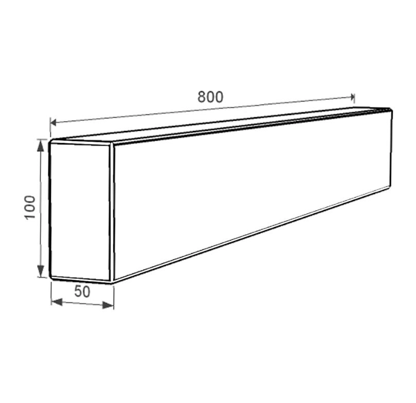 Размеры Брус для цветника и гробницы боковой стороны 800x100x50 из гранита с неполированными фасками из Токовского гранита br-tok-npf-80-10-05