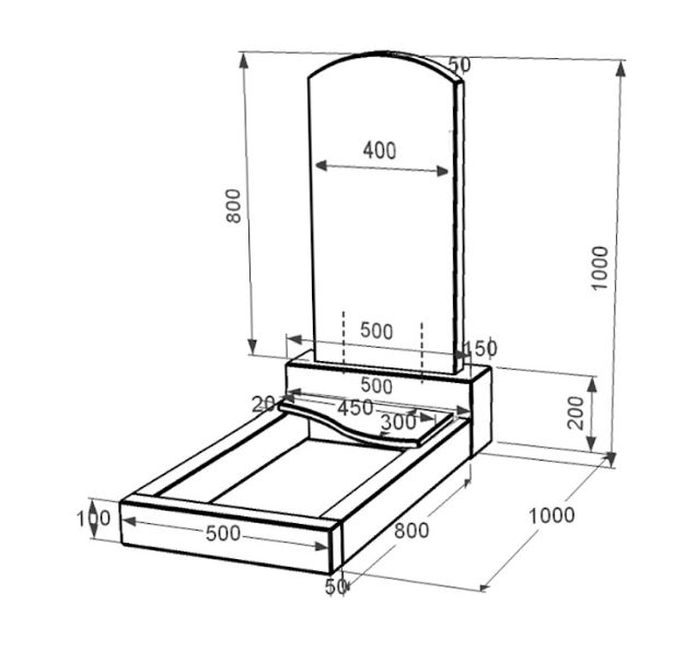 Размеры Гранитный памятник с волной резной одинарный из черного гранита Коростышев к5-kor-pf-80-40-05-009-l