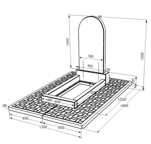 Размеры Памятник из гранита черный Коростышев одинарный с полукруглой стелой к2-kor-npf-100-50-08-006-pbd2