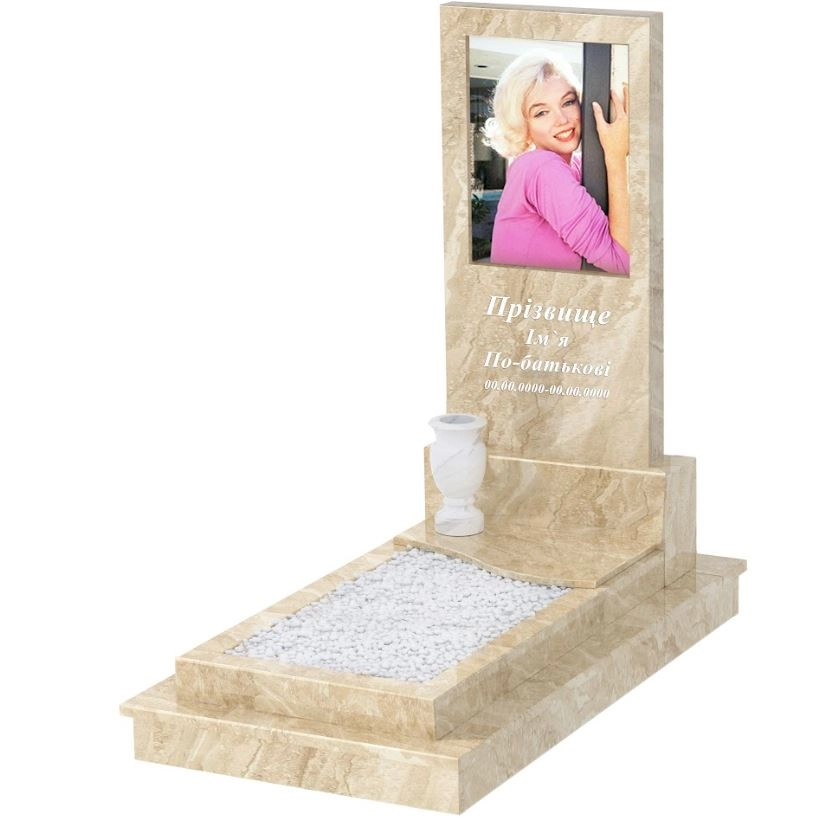 Основне Мармуровий пам'ятник великий з мармуру Дайна з хвилею різьблений к5-dan-pf-120-60-08-001-ck