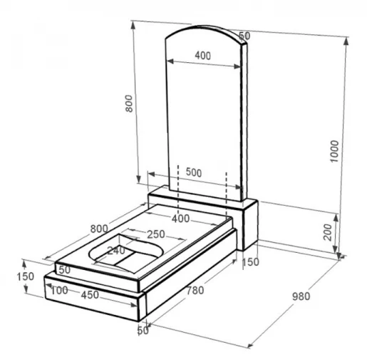 Размеры Гранитный памятник с надгробной плитой одинарный из черного гранита Коростышев с листом резная работа к13-kor-pf-80-40-05-009