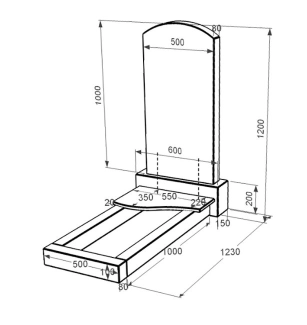 Розміри Гранітний пам'ятник юнакам одинарний із чорного граніту Коростишів з хвилею різьблений к3-kor-pf-100-50-08-009