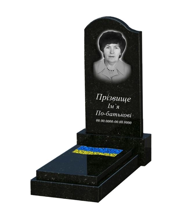 Основное Памятник из гранита с резным флагом одинарный из черного гранита Коростышев к6-kor-pf-80-40-08-011-l