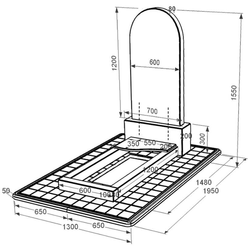 Розміри Гранітна плита на могилу батькові одинарна із чорного граніту Коростишів з хвилею різьблена к4-kor-pf-120-60-08-006-pbd3