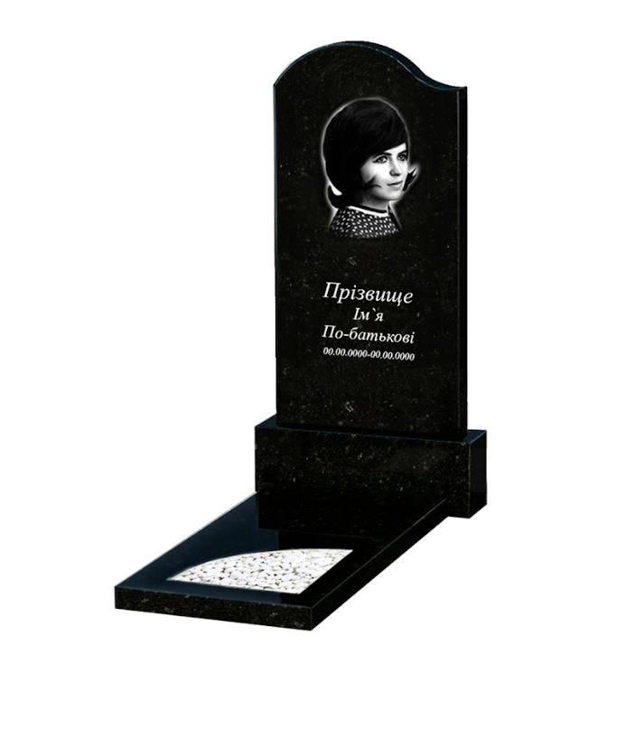 Основное Памятник из гранита дочке одинарный из черного гранита Коростышев с вырезанным уголком к9-kor-pf-100-50-08-011-l