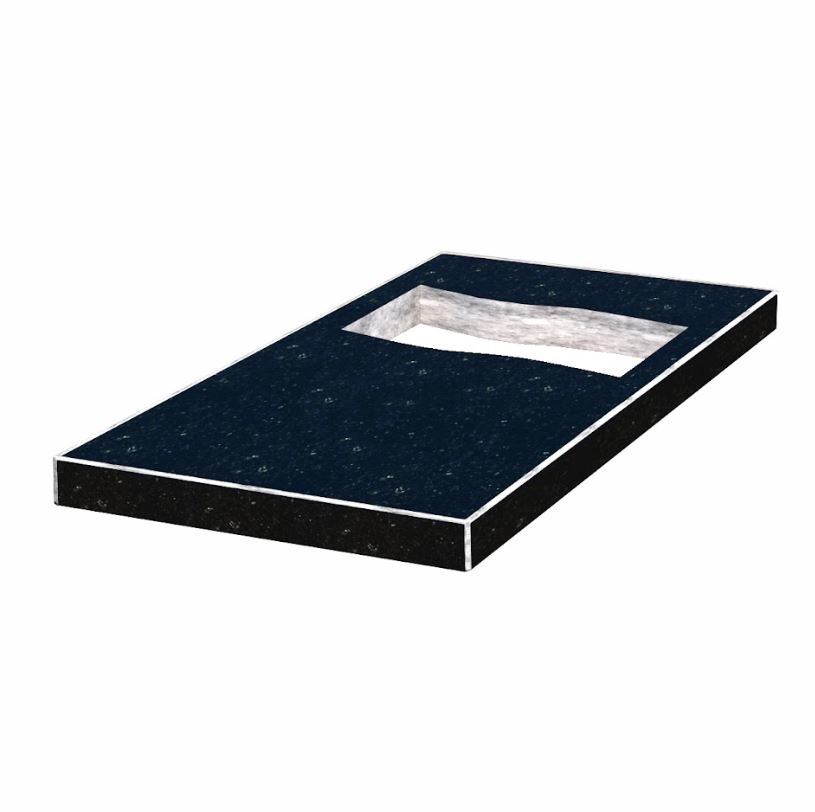 Основное Надгробная плита с вырезанным флагом 1000x500x50 из гранита Коростышевского карьера с неполированными фасками плита Флаг pl-kor-npf-pt-100-50-05-PRAPOR